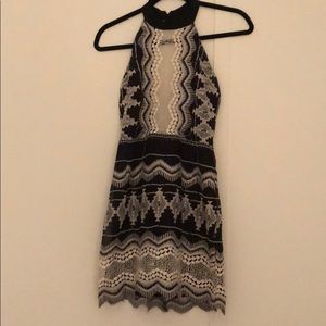 Black Embroidered open back Mini Dress